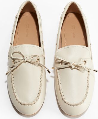 H&M Driving Loafer aus Leder - Beige
