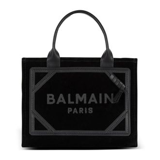 Balmain Tote Bags, female, Black, Size: ONE SIZE Small suede B-Army tote bag