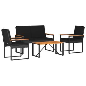 vidaXL Juego De Muebles De Exterior 4 Pcs Negro Rat&aacute;n Sint&eacute;tico Vidaxl