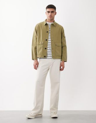 Paul Smith Giacca leggera in misto cotone e lino kaki-Verde