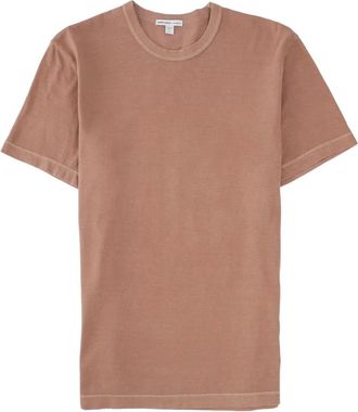 James Perse Tops, Heren, Bruin, M, Katoen, Short Sleeve Crew Neck