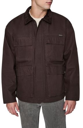 Karl Lagerfeld Waxed Cotton Jacket with Corduroy Collar in Brown at Nordstrom, Size Xx-Large