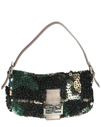 Fendi Black, Blue, Metallic Sequin & bead Medium Baguette (Authentic Pre-Loved)