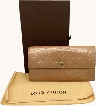 Louis Vuitton Vernis Beige Patent Leather Long Wallet (Bi-Fold) (Pre-Owned)