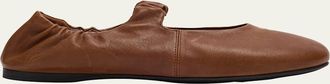Miu Miu Ruched Leather Ballerina Flats