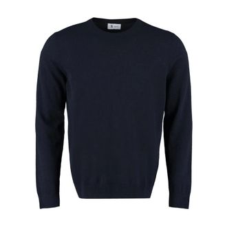 THE (ALPHABET) Trui met ronde hals van kasjmier - Heren - Truien - Blauw - Maat: 2XL Kasjmier
