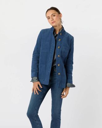 Ann Mashburn Chore Jacket In Dutch Blue Stretch Cord