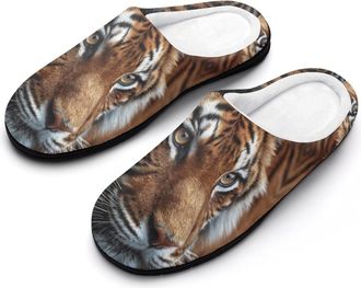 Generic Tiger Face Funny Mens Cotton Slippers Soft Non-Slip Rubber Sole House Slipper Indoor Outdoor