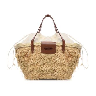Ruslan Baginskiy Handbags, female, Beige, Size: ONE SIZE Nest Straw Trim Tote Bag