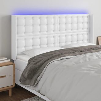 vidaXL Cabecero Con Led Cuero Sint&eacute;tico Blanco 203x16x118/128 Cm Vidaxl