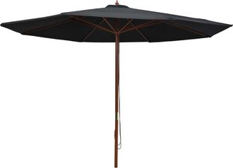 vidaXL Sombrilla De Jard&iacute;n Con Palo De Madera Negro 350 Cm Vidaxl