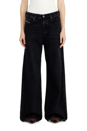 Diesel Relaxed Jeans Low Waist 1996 D-Sire, Black/Dark grey, Button fly