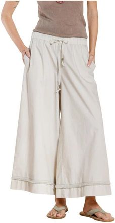 Mason's Portofino Cropped Chino Jogger Broek - Dames - Wijde Broeken - Beige - M - Katoen - Broeken