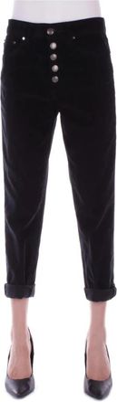 Dondup Zwarte broek met logo aan de zijkant - Dames - Vrijetijds broeken - Zwart - W30 - Katoen - Broeken