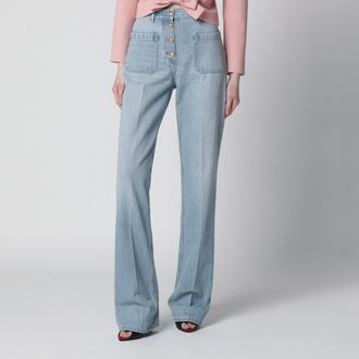 Valentino Straight-leg cotton denim jeans in light blue