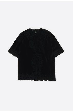 Bimba & Lola Embroidered Shirt in Black at Nordstrom, Size Large Eu