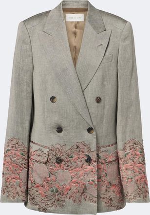 Dries Van Noten Embroidered linen and cotton-blend blazer