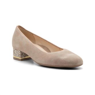 Ara Womens Gabrielle Block Heel Pump In Sand Camel