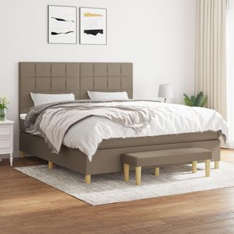 vidaXL Vidaxl - Cama Box Spring Con Colch&oacute;n Tela Gris Taupe 160x200 Cm