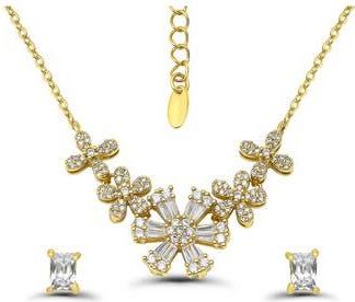 Christian Siriano Cubic Zirconia Floral Necklace & Stud Earrings Set in Gold at Nordstrom Rack