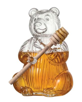 Godinger Bear Crystal Honey Jar With Wooden Dipper