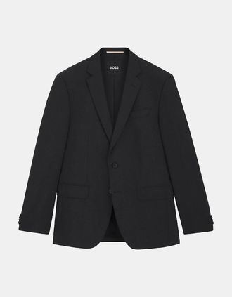 HUGO BOSS Mens H-Huge-MM-224 Slim-Fit Jacket in Stretch Wool - Grey - Size: Regular/50