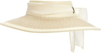 Vince Camuto Chiffon Tie Woven Straw Visor in Ivory Combo at Nordstrom Rack
