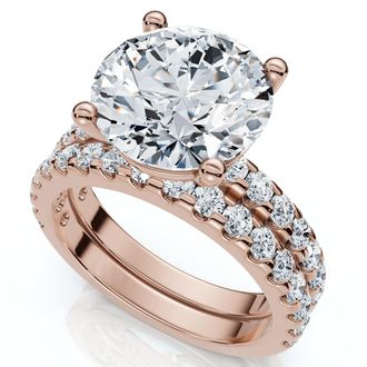 Pompeii3 Certified 3 1/2Ct Diamond Engagement Matching Wedding Rings 14k Gold Lab Grown