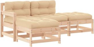 vidaXL Juego De Muebles De Jard&iacute;n 4 Piezas Y Cojines Madera Maciza Vidaxl