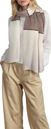 Portolano Cashmere color block wrap with lurex in Natural White/dark Nile Brown at Nordstrom