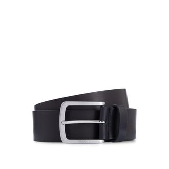 BOSS Italian-leather belt with logo-engraved buckle