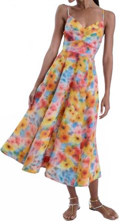 Karina Grimaldi June Print Midi Dress In Blossom Mist