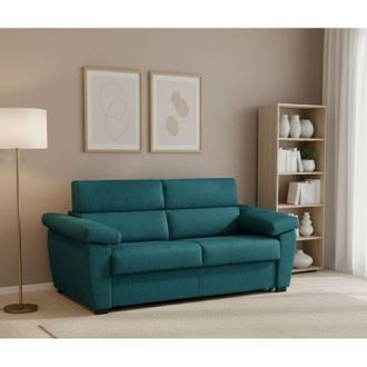 Dmora Dmora - Sof&aacute; Fijo 2 Plazas Pisogne, Sof&aacute; Lineal Para Sal&oacute;n, Acolchado, Desenfundable, Calidad 100% Made In Italy, 185x95 H100 Cm, Azul Claro
