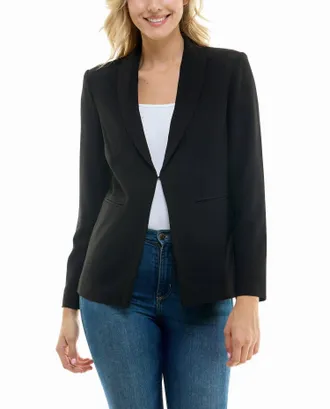Nicole Miller Isla Stretch Crepe One Button Blazer In Very Black
