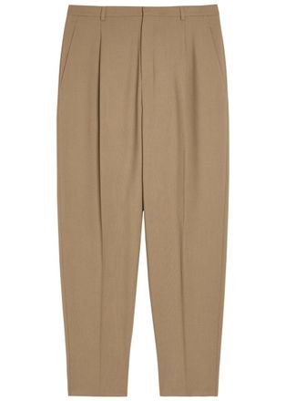 Saint Laurent Belted Wool and Mohair-blend Trousers - Beige - 50 (IT50 / L)