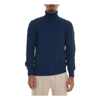 Gran Sasso Turtlenecks, male, Blue, 2XL, Cable Knit Turtleneck Pullover