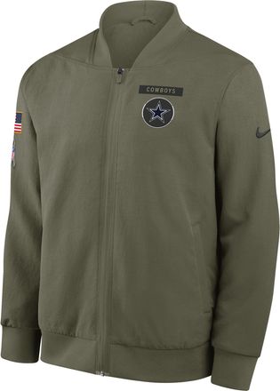 Nike Dallas Cowboys Salute to Service Sideline Nike Mens NFL Full-Zip Bomber Jacket in Brown | 03AU0E1UA29-L55