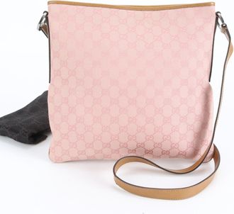 Gucci Pink Canvas Leather Shoulder Bag Tote Bag (Pre-Owned)