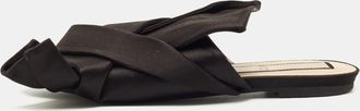 N&deg;21 N21 Black Satin Knot Slide Sandals