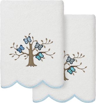 Linum Home Textiles 100% Turkish Cotton Teresa Scallop 2Pc Embellished Hand Towel Set