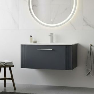 Nuie Nuie - Deco Wall Hung 1-Drawer Vanity Unit with Basin-2 800mm Wide - Satin Anthracite