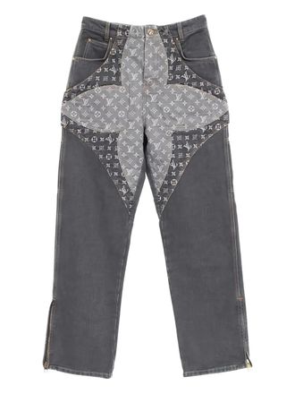 Louis Vuitton monogram-pattern jeans - men - Cotton - 28 - Grey