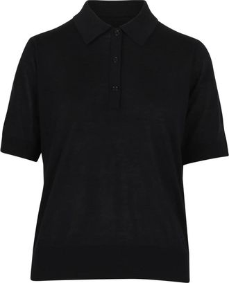 Loulou Studio Cashmere Polo - Dames - Cashmere truien - Zwart - L - Truien & Vesten