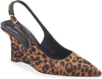 Stuart Weitzman The Vinnie Genuine Calf Hair Slingback Pump in Leopard Hair Calf at Nordstrom, Size 8.5
