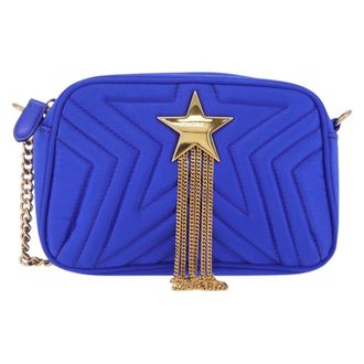 Stella McCartney Stella Mccartney Stella Star Camera Quilted Satin Blue Satin Handbag (Pre-Owned)