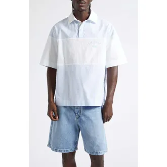 Givenchy Relaxed Fit Oxford Cloth Polo Shirt in White at Nordstrom, Size 39