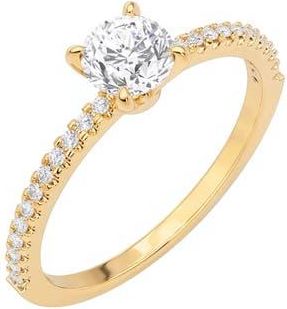 Crislu 18k Gold Plate Cubic Zirconia Solitaire Ring in 18 Kt Yellow Gold Clear Cz at Nordstrom, Size 7