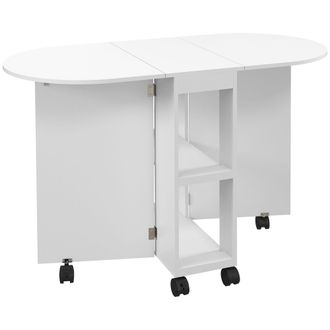 HOMCOM Folding Dining Table For Small Spaces With 2-tier Shelves White | TJ Hughes