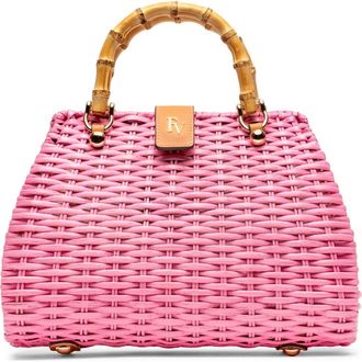 Frances Valentine Rooster Woven Wicker Top Handle Bag in Pink at Nordstrom