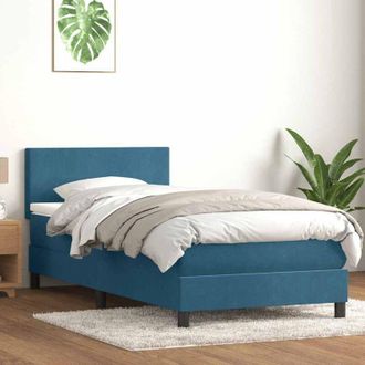 vidaXL Cama Box Spring Con Colch&oacute;n Terciopelo Azul Oscuro 80x210 Cm Vidaxl